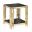 Table de bout carrée à la mode de 20 po avec verre noir et acier inoxydable doré pour le salon et la chambre à coucher