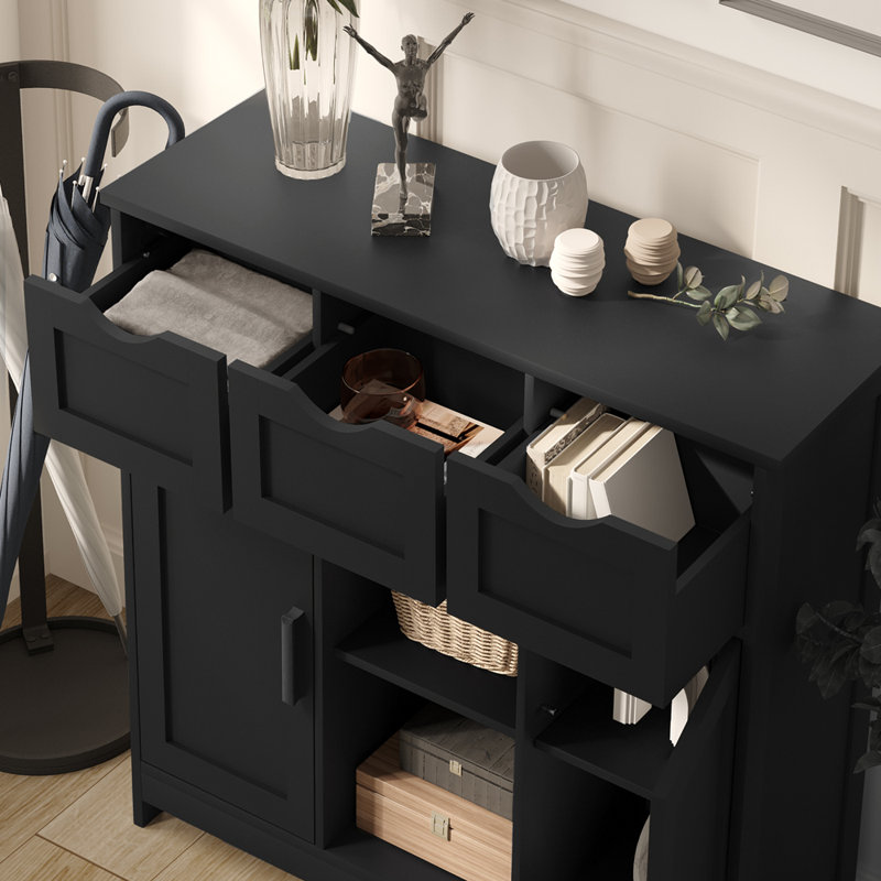 Theile 31.1'' Sideboard Storage Cabinet Buffet Cabinet Dining Cabinet Office Credenza, Black