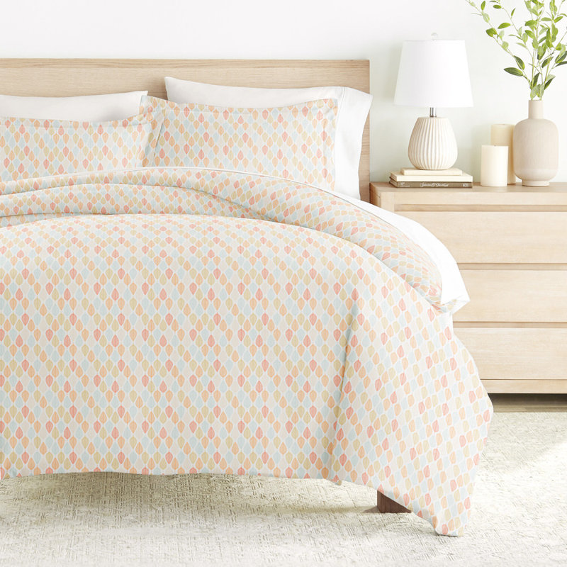 Duvet Cover Set Patterned Microfiber Ultra Soft Bedding in Fall Foliage, Queen Duvet Cover + 2 Standard Shams