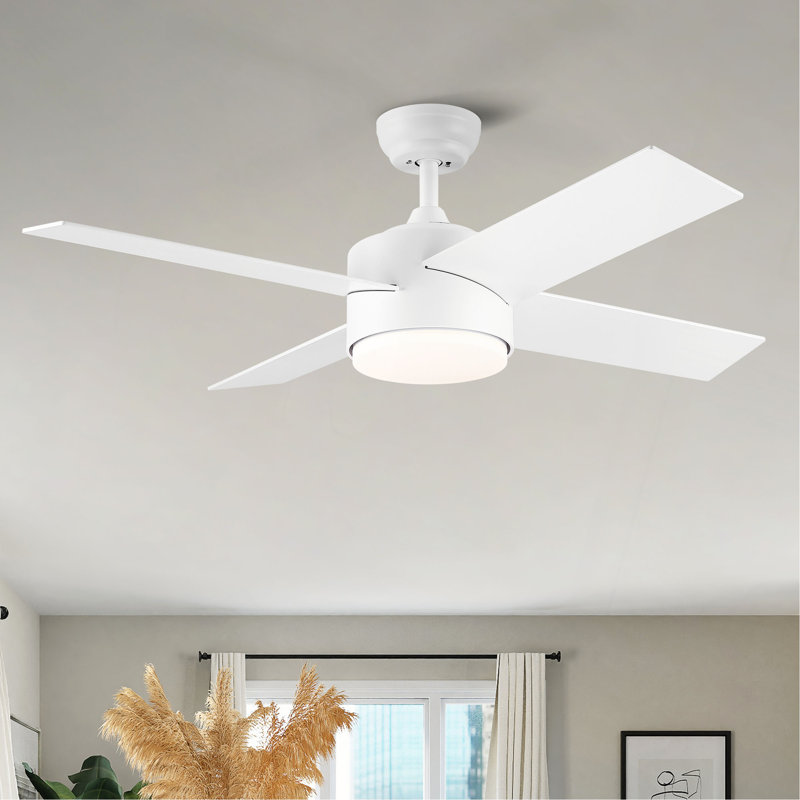 Ventilateur de plafond à DEL intégré 44 po avec pales en ABS blanc
