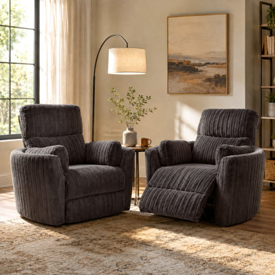 2-Pieces 39" Wide Power Oversized Recliner Chair With 2 Pillows, USB Ports Electric Nursing Reclining Chairs, Comfy Chair For Bedroom Living Room