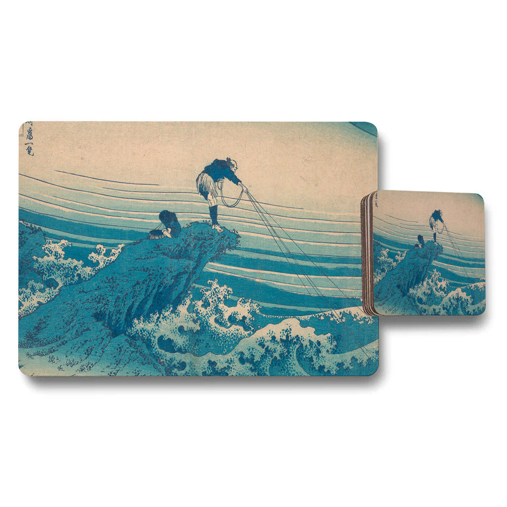 Placemat And Coaster Set The Great Wave Off Kanagawa Inspired