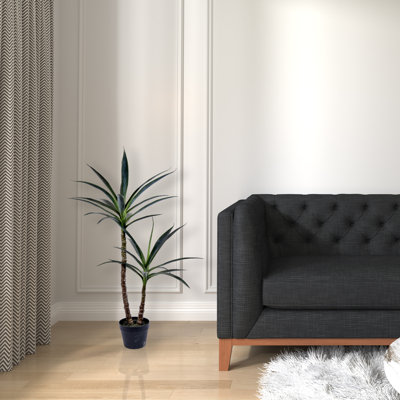 Artificial Green Yucca Tree in Black Planter Pot