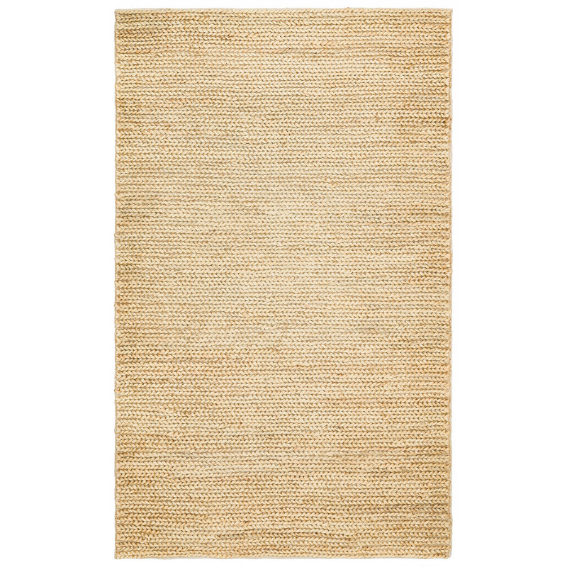 Tapis rectangulaire en jute tissé à la main de couleur unie Caffey, Rectangle 5 pi 7 po x 7 pi 10 po