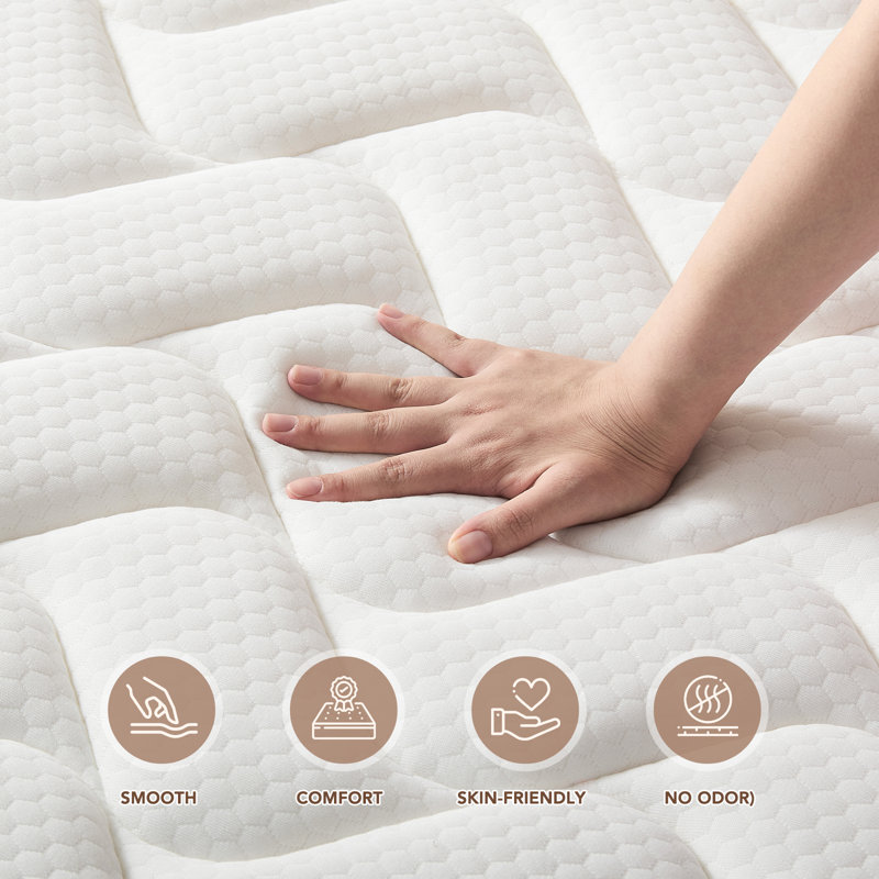 10/12/14 Inch Hybrid Mattress With Memory Foam & Pocket Spring, Edged Support, Certipur-US Certified, 10", Full
