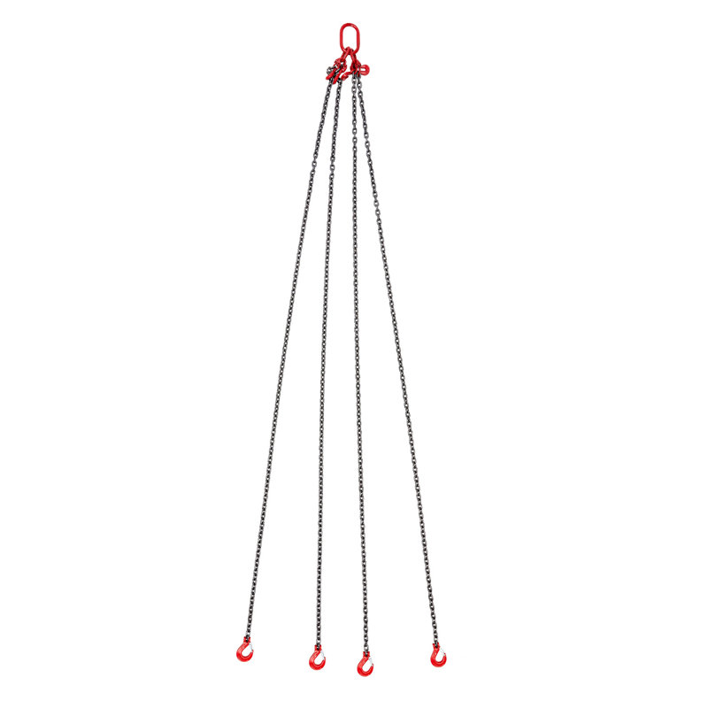 Élingue à chaîne de 3/8 po x 10 pi avec crochets, chaîne de levage robuste de 11 000 lb / 5 tonnes avec 4 crochets à griffes et longueur réglable pour un usage industriel, industriel et moteur