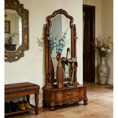 Miroir de style américain en bois massif avec miroir