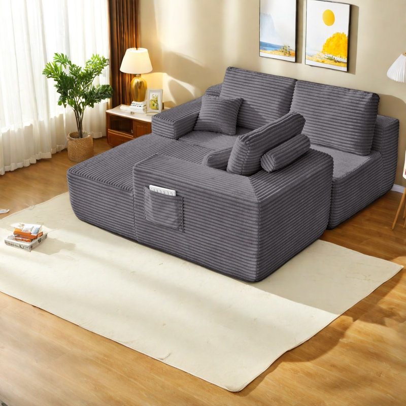 Spacious Cloud Sectional Sofas, Plush Fabric Upholstered, Modern Design For Living Room