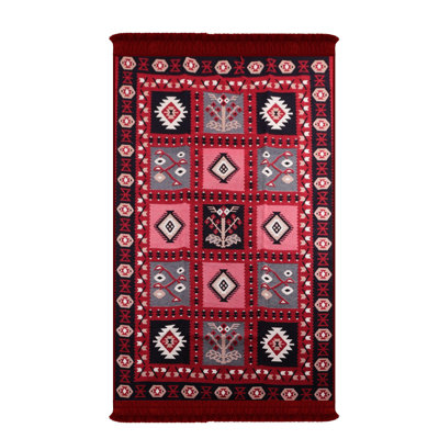 Bigghome Rugs, Machine Washable 4x6 Reversible Traditional Turkish Patterns Red and Beige