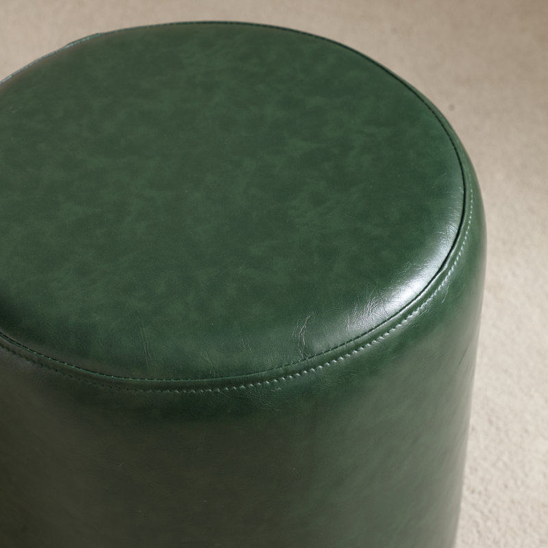 Petit repose-pieds rond en similicuir de 11,8 po, Vert