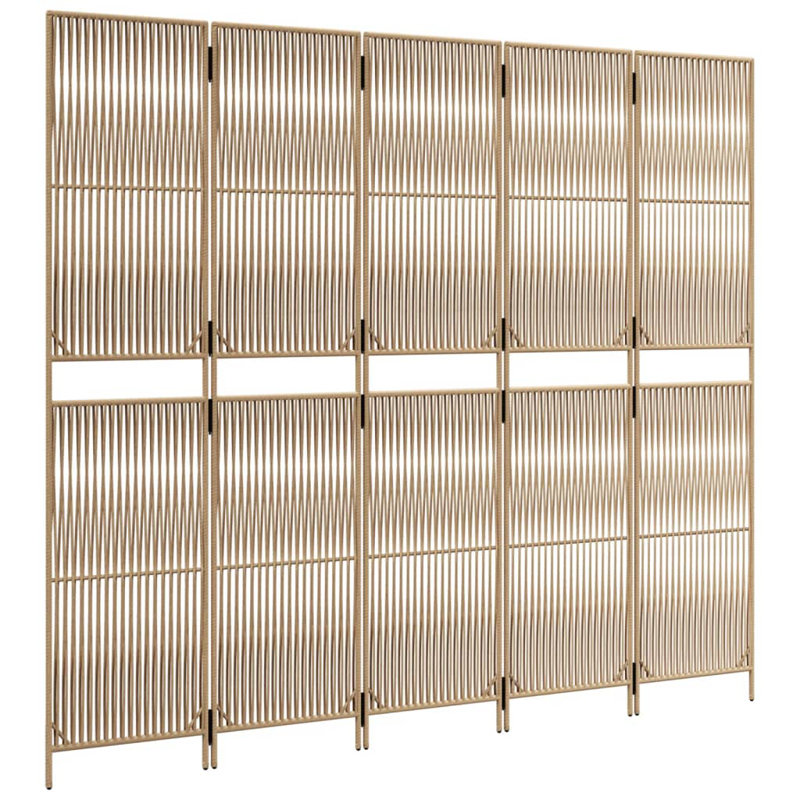 Alexaray Folding Room Divider, Beige, 5, 200cm H x 245cm W