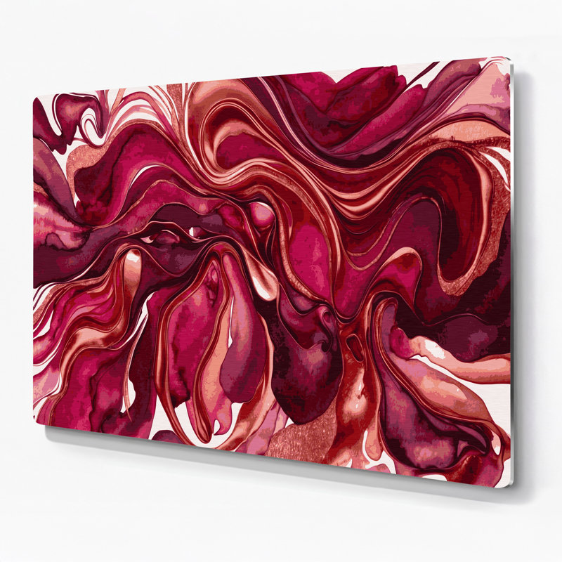 Aquarelle abstraite 5, art mural en métal rouge, H 12 po x l 18 po