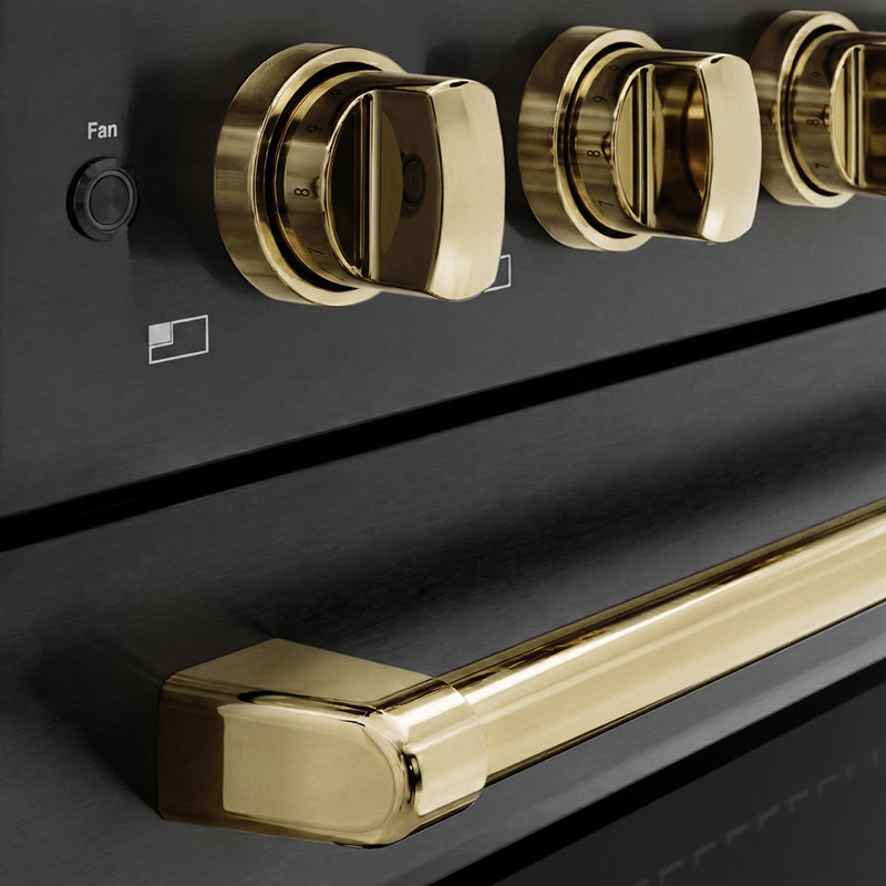 ZLINE Autograph 36 in. Black Stainless Paramount Induction Range with Polished Gold Accents, Polished Gold