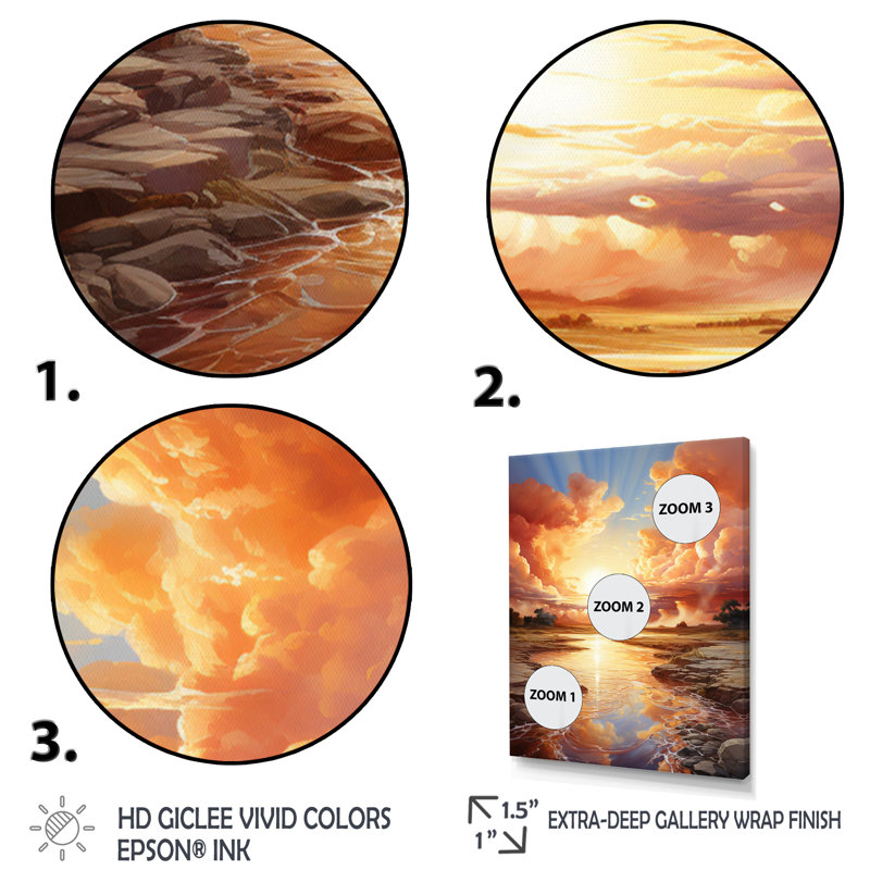 «Clouds Coastal Horizons IV», impression d'art mural paysage et nature, H 32 po x l 24 po x P 1 po, Cadre naturel flottant