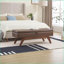 Repose-pieds avec rangement, tissu en laine Teddy - Tabouret de pied / de lit pour chambre à coucher | Noyer brun | Bois massif