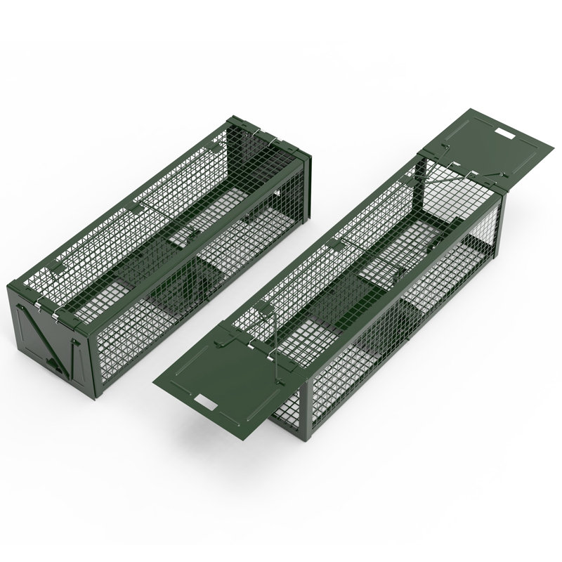 2Pack 15.35x4.72x3.94in 2 portes Humain Live Rat Trap, Vert foncé