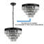 Lustre en cristal 18 po moderne classique avec lustre noir mat à 4 lumières pour salle à manger