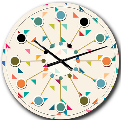 Abstract Triangular Retro Pattern I - Mid-Century Modern wall clock
