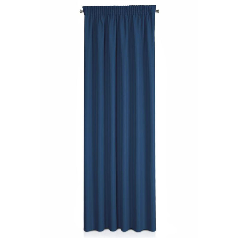 Rita Pencil Pleat Blackout Curtain, Dark Blue