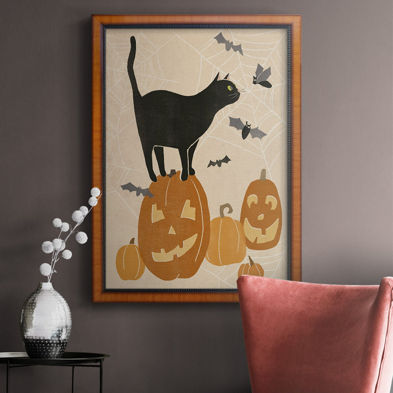 «Pumpkin Patch Cats I», toile encadrée de qualité supérieure - prête à être accrochée, H 20 po x l 16 po