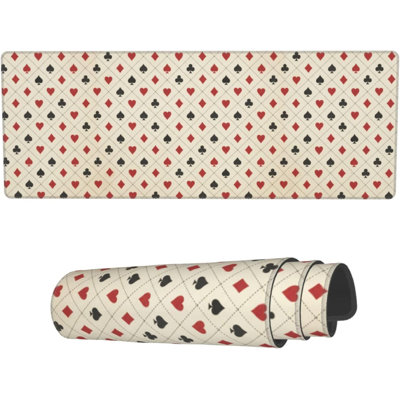 Tapis de bureau pour ordinateur portable avec jeu de cartes à jouer classique avec bords cousus Tapis antidérapant à large clavier en caoutchouc pour la maison