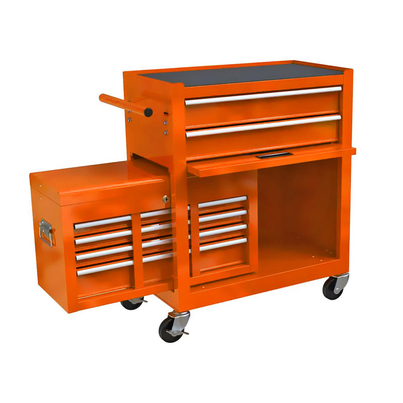 Orange Tool Cabinet With 8 Drawers And Movable High Wear Resistance Storage -, Orange