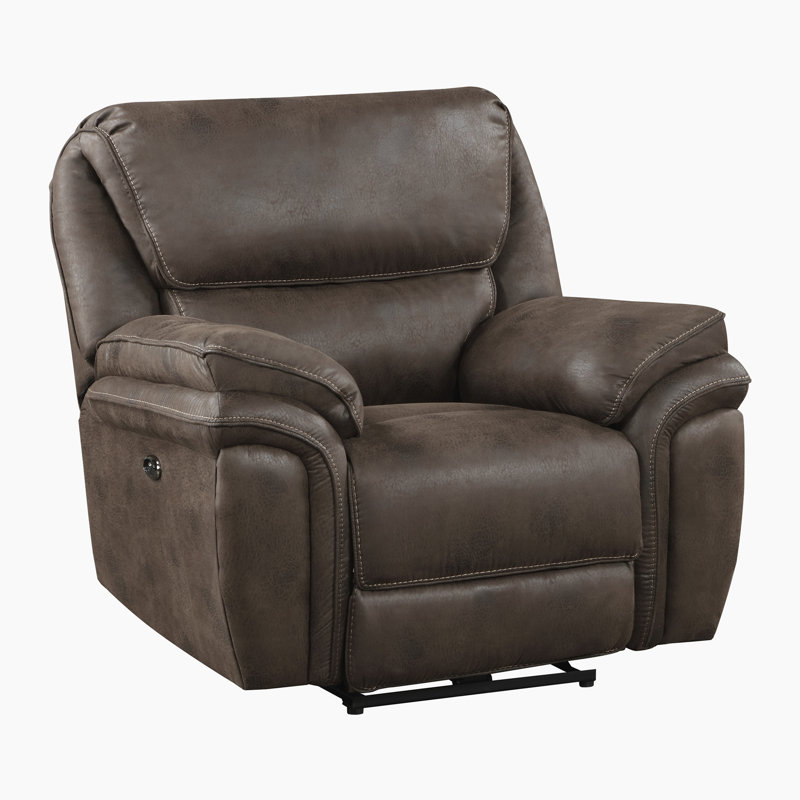 Fauteuil inclinable électrique en microfibre polie moderne et contemporaine de 44,5 po avec commande d'alimentation à une touche et port de charge USB Lineham