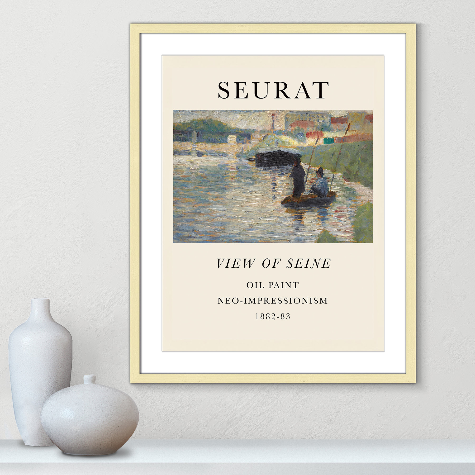 View Of Seine by Georges Seurat, Gold Single Picture Frame, Yes, 29.5" H x 23.5" W x 1.25" D