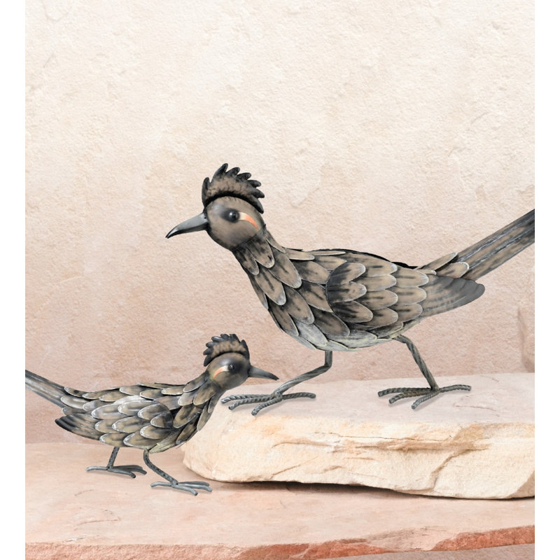 Valero 6 Inch Roadrunner Statue Metal Garden Statuary Small, 6.5" H X 11" W X 3.5" D
