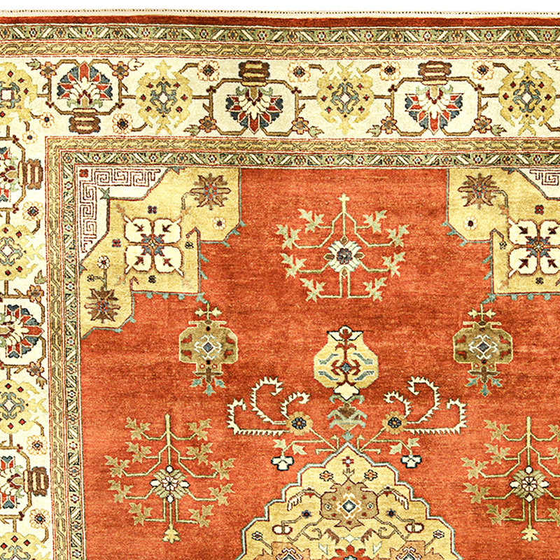 Tapis rouille et ivoire noué à la main de haute qualité