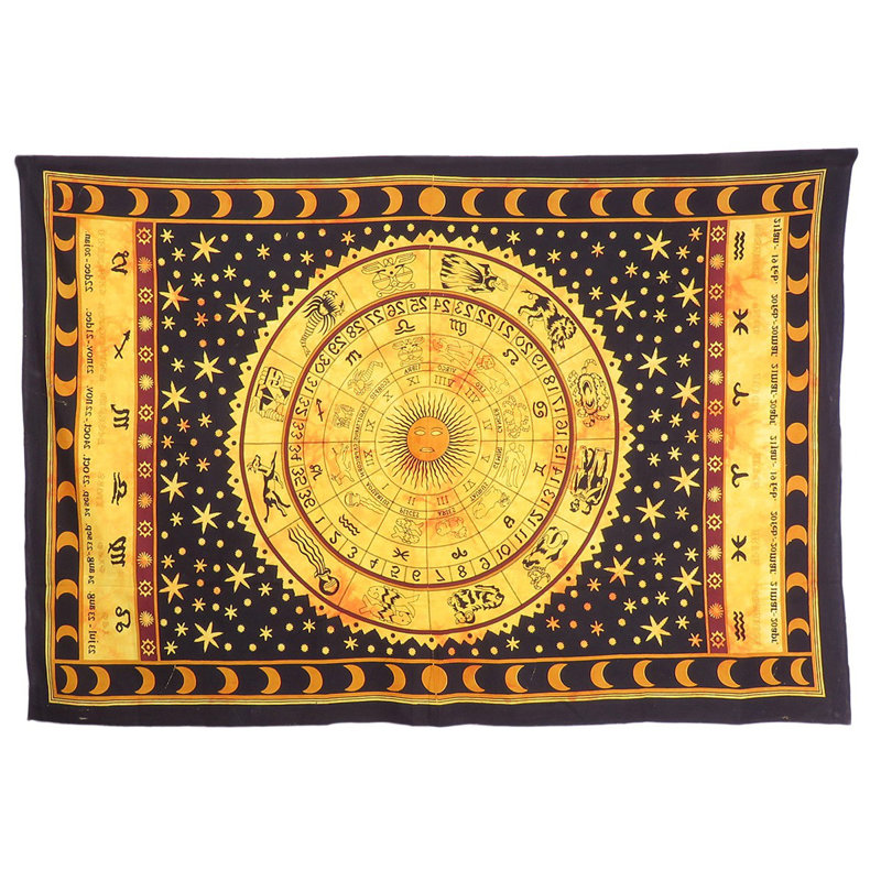 Tapisserie 80 po x 56 po en coton noir, rouge et jaune