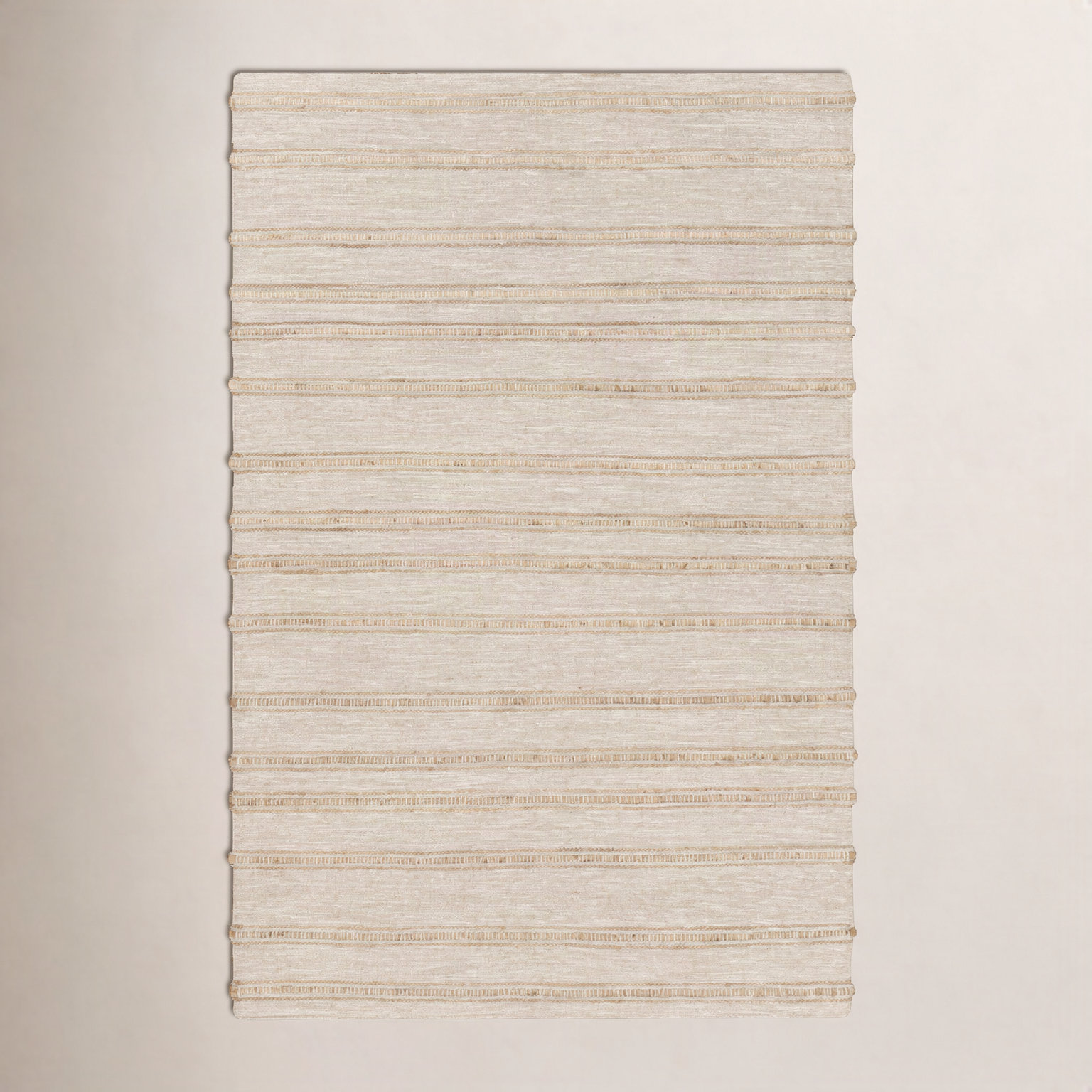 Lila Light Gray Hand-Woven Striped Jute Rug, Rectangle 5' x 8'