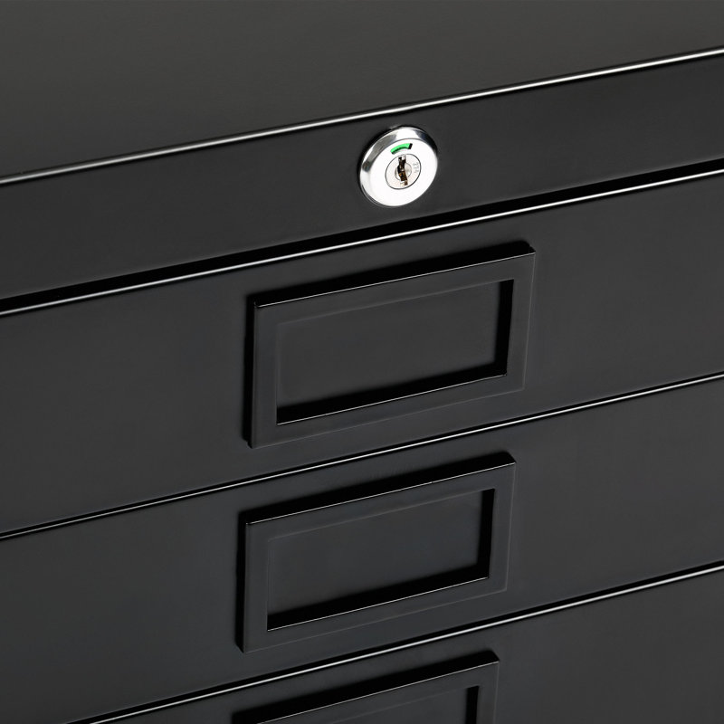 Black Heavy Duty Lockable 5-Drawer Flat File Cabinet
