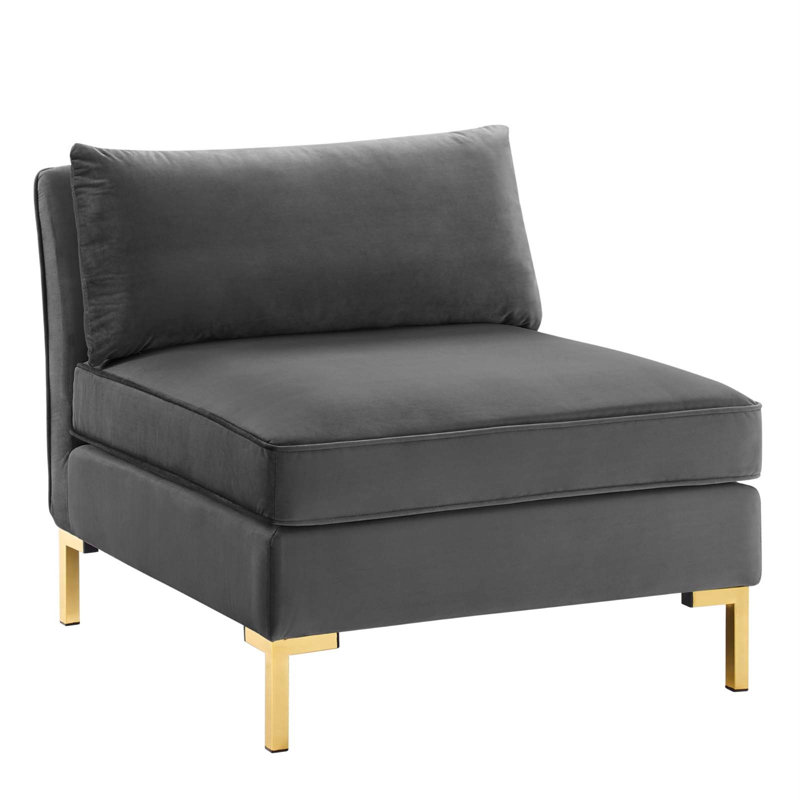 Ardent Performance Velvet Armless Chair, Gray Velvet