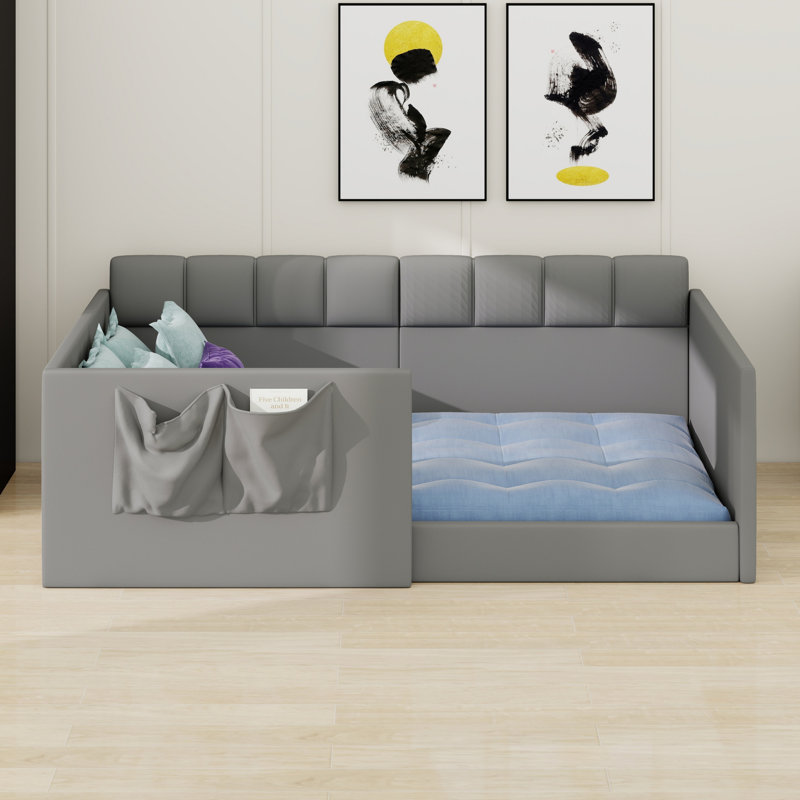 Modern Daybed, Space Saving Multi Purpose Sofa Bed, Gray, Twin