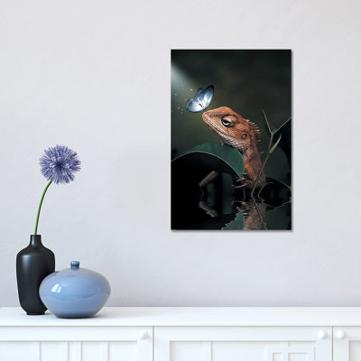 The Iguana & Butterfly by Zenja Gammer - Print on Canvas