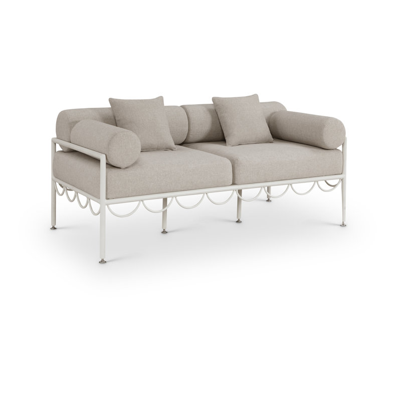 Causeuse d'extérieur rembourrée et résistante 69,75 po Chmura, Beige, Blanc