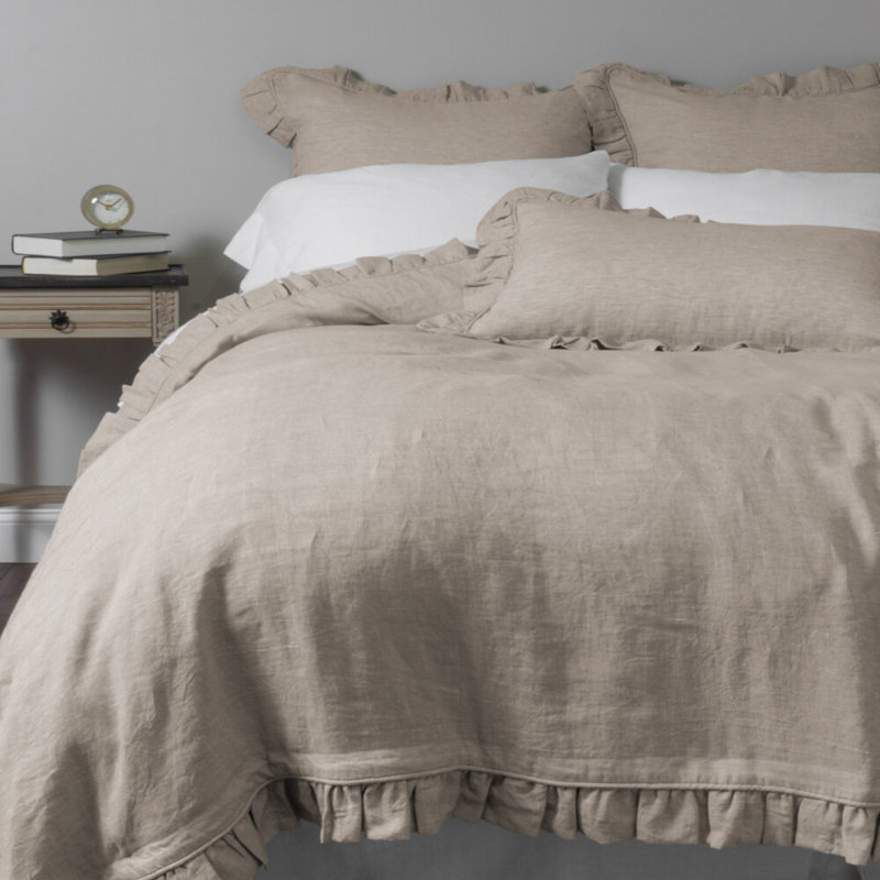 Basillo Linen Duvet Cover, Ivory, Queen