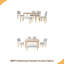 Ensemble de table de salle à manger 6 pièces, table de salle à manger rustique de style campagnard avec 4 chaises rembourrées et banc, ensemble de table de salle à manger en bois massif pour 6 personnes-868355538-868355540