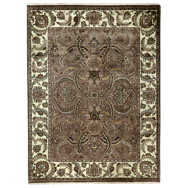 Tapis brun et doré de haute qualité noué à la main