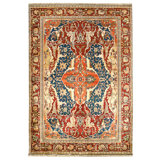 Hand Knotted Wool Area Rug in Blue And Red
