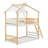 Twin Over Twin Bunk Bed Wood Bed With Roof, Window, Ladder