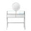 Console de meuble-lavabo à miroir argenté avec lumières et miroir, 2 tiroirs spacieux, tablette ouverte, espace de chargement dans la chambre à coucher, lumières de coiffeuse 33,9 po