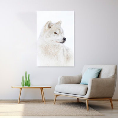 Portrait of an Arctic Wolf Abstract Contemporary Wolf Forest Landscape Wall Art Print 1 Piece Wrapped Canvas Wall Art