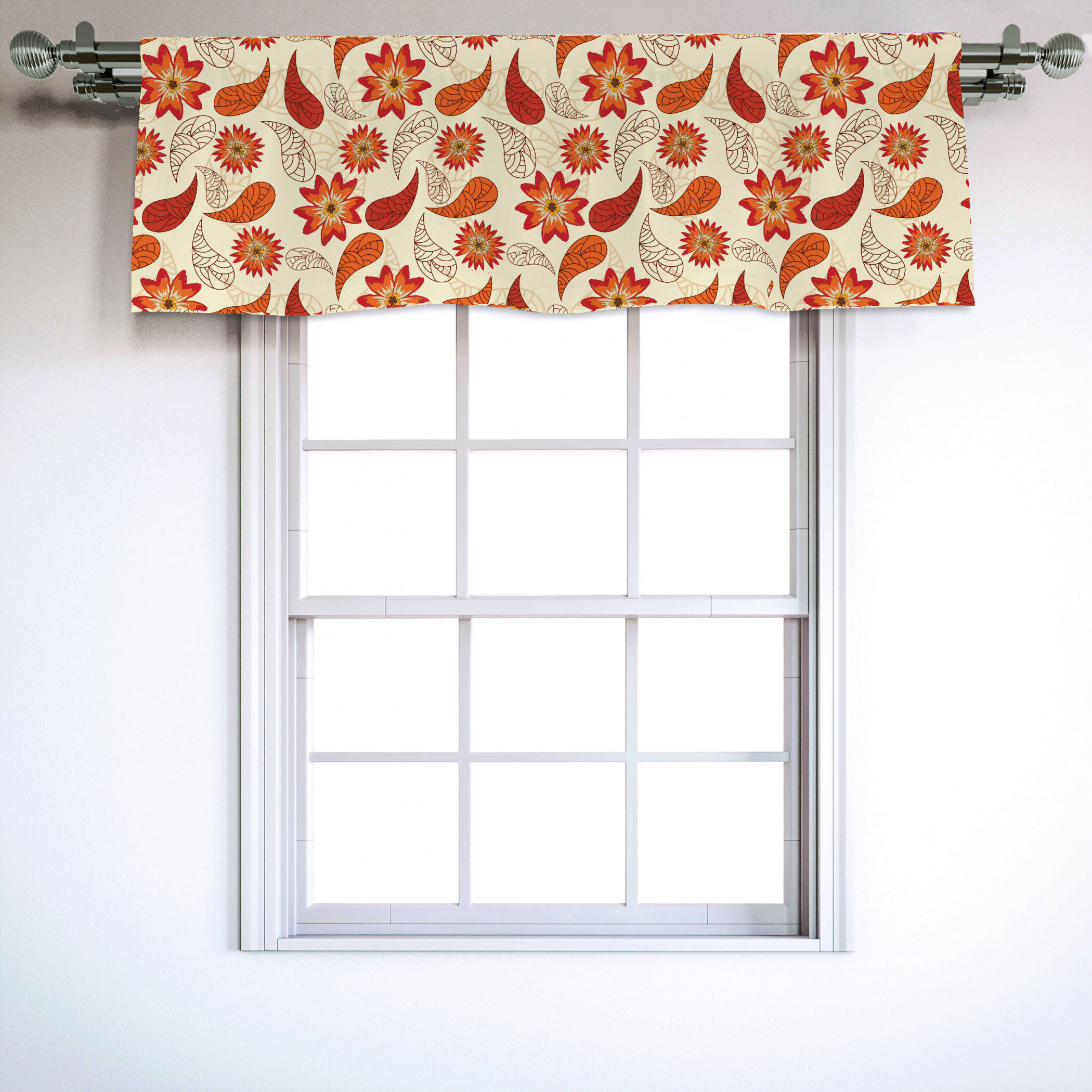 East Urban Home Floral Sateen Ruffled 54'' W Window Valance in | Wayfair