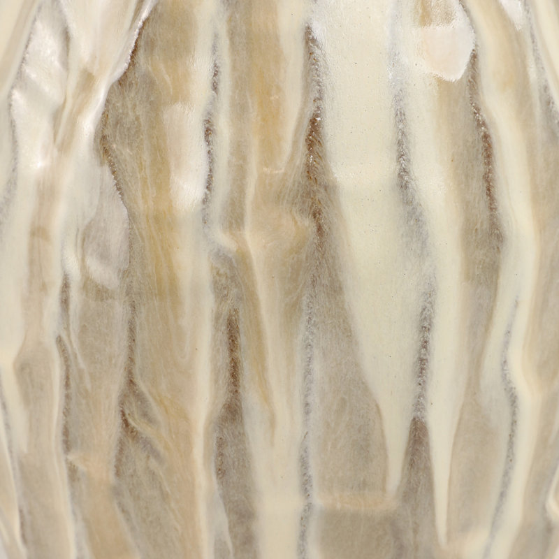 Terracotta Vase with Textured Carved Design Decorative Modern Accent Piece, 10" H x 7" W x 7" D 