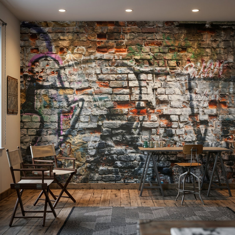 Papier peint Brick, 160 po x 108 po, Peler et coller
