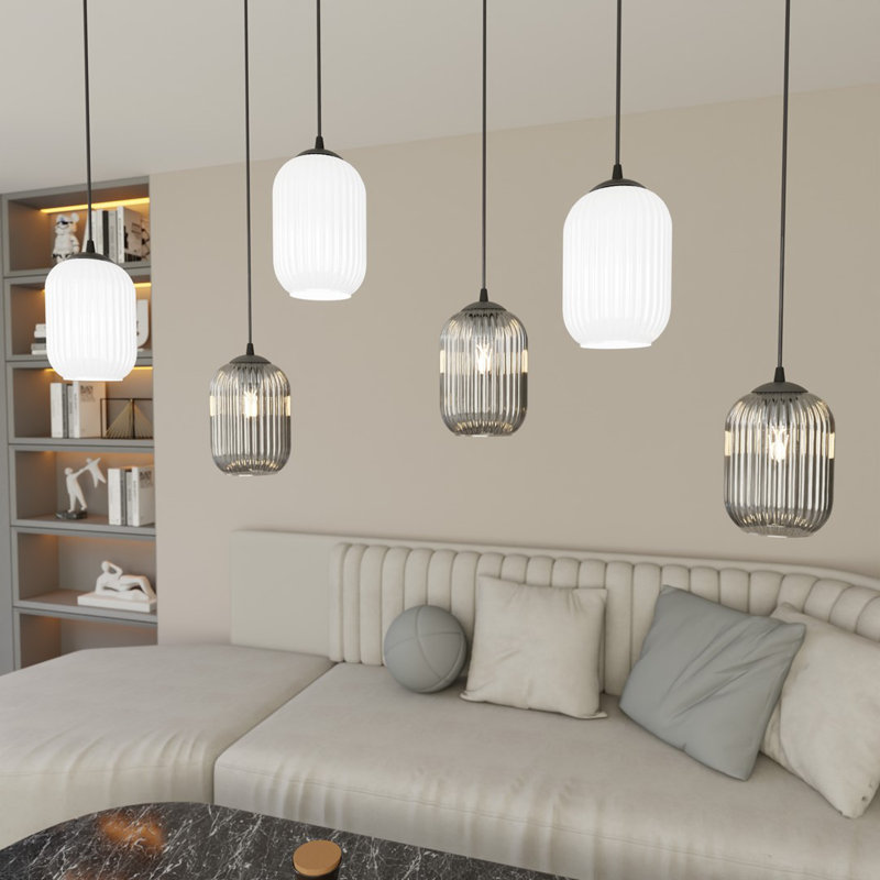 Atmanand 6 - Light Matte Black Pendant, Matte Black/Mix