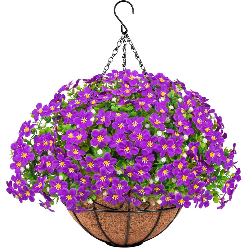 Plantes suspendues artificielles avec panier, Mauve