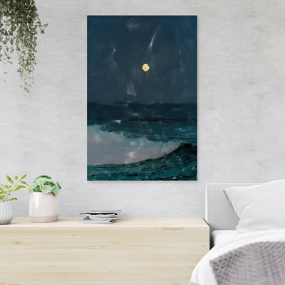 " Full Moon Over The Ocean " Graphic Art Painting